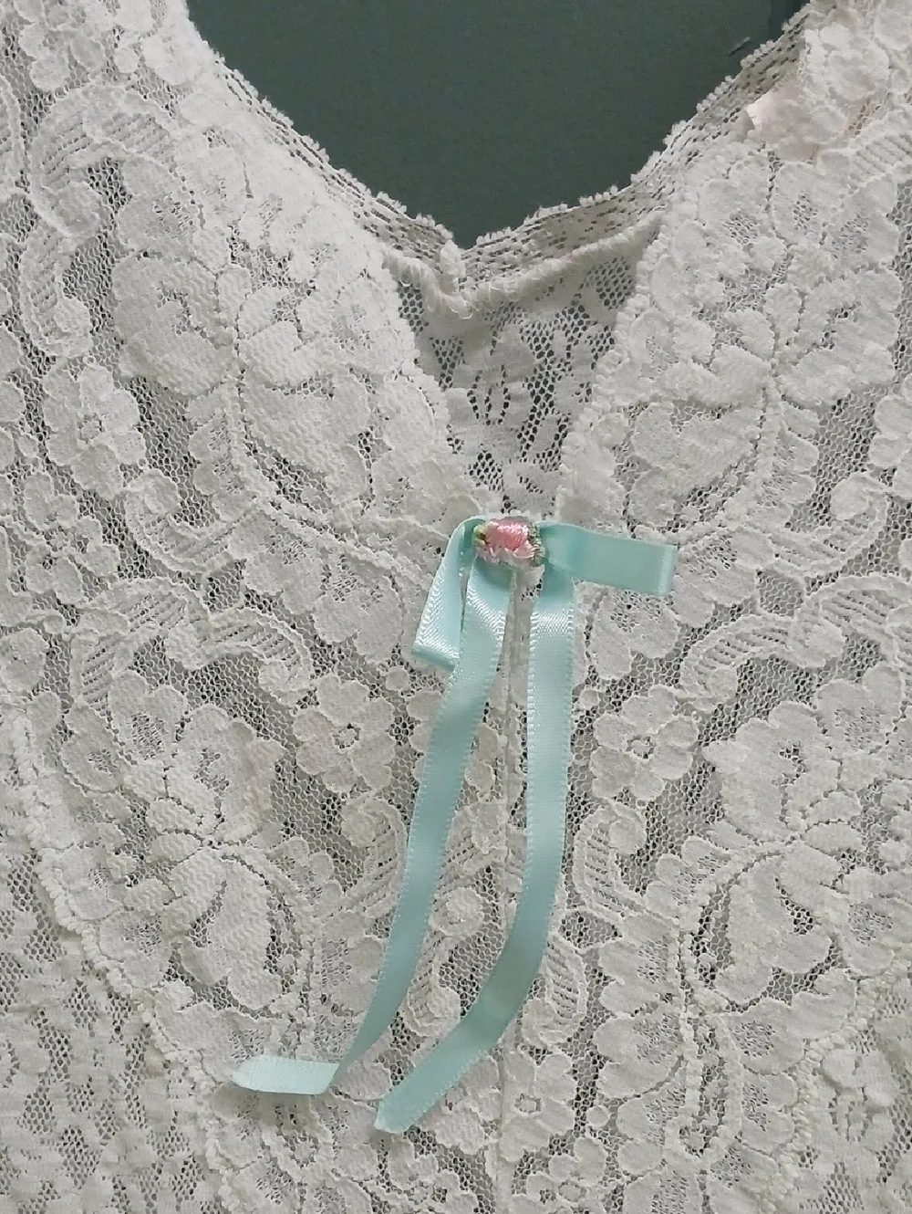 Vintage Cachet Lace Bodice Chemise Slip Dress in Pale Mint Green Size Medium - Picture 3 of 9
